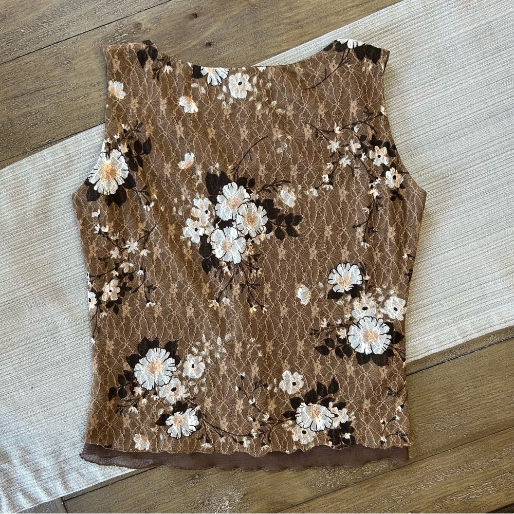 Y2K Floral Lace Tank | Made in Italy | Fits S–M - Picture 6 of 8